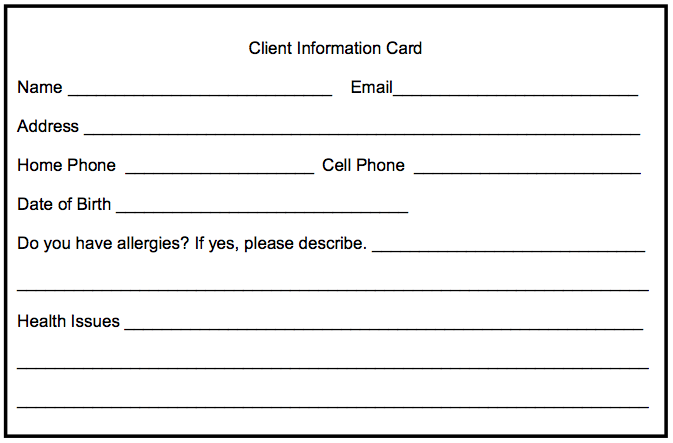 Customer Information Card Template